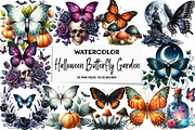 Halloween Butterfly Garden Clipart, an Illustration by DreamArtGraphic (Thumbnail 1 of 5)