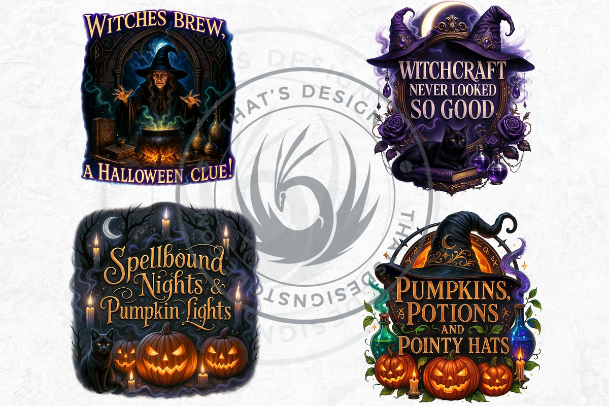 Halloween slogans Clipart V2, a Seasonal Illustration by ThatsDesignArt (Photo 6 of 10)