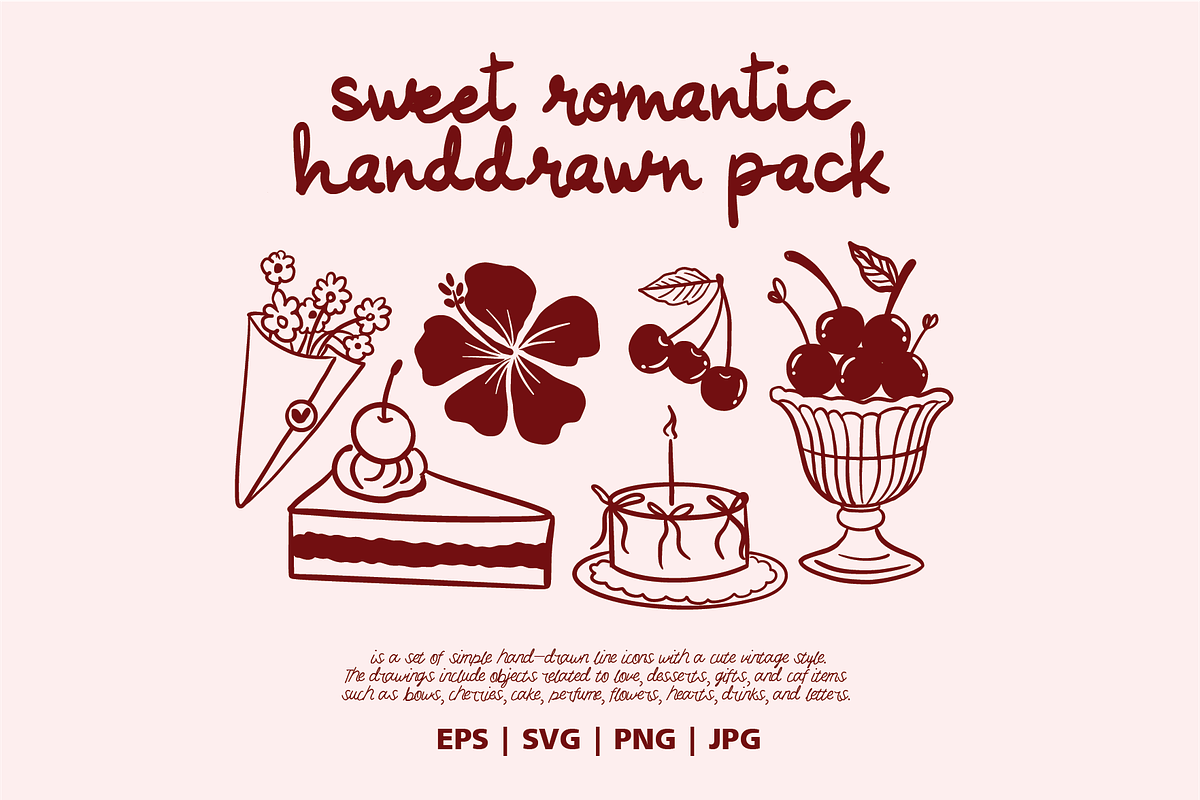 Sweet Romantic Handdrawn Pack, a Decorative Illustration by HunEyy (Photo 1 of 7)