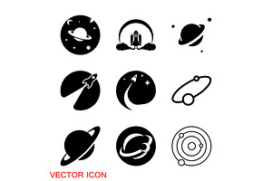 Space Icon In Flat Style. Vector