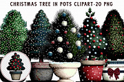 Christmas Tree in Pots Clipart, an Illustration by Libby Wishes (Thumbnail 1 of 6)