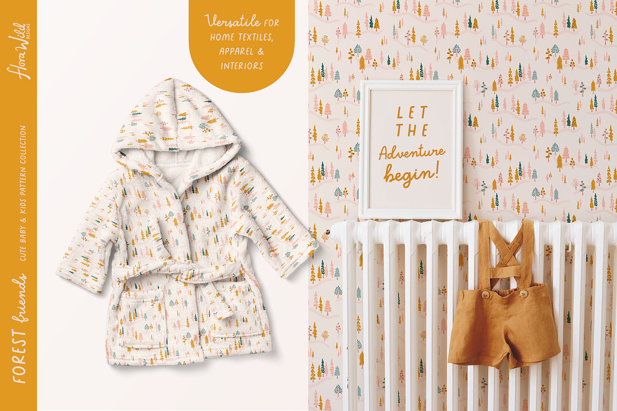 Cute Woodland Repeat Patterns, a Pattern Graphic by Flora Wild Designs (Photo 3 of 5)