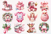 Babys 1st Pink Christmas Clipart, an Illustration by Dream Creation (Thumbnail 3 of 5)