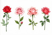 Romantic Watercolor Rose Clipart Set, an Illustration by hafijul (Thumbnail 12 of 12)