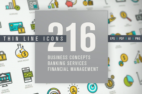 Set Of Thin Line Icons For Finance