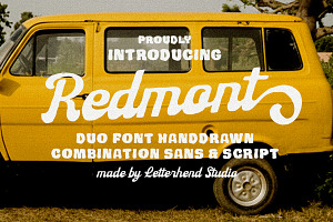 Redmont Retro Font Duo, a Script Font by Letterhend Studio
