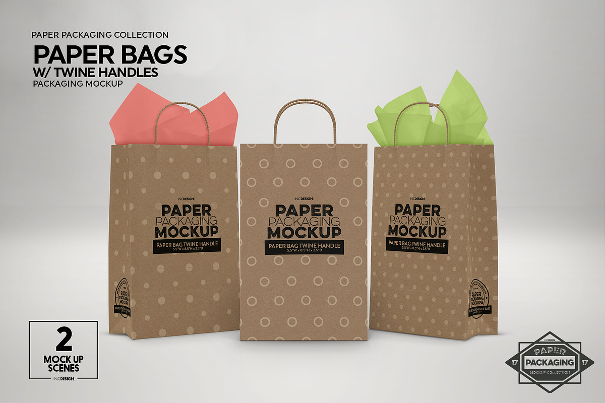 Paper Bags Twine Handles Mockup, a Packaging Mockup by INCDesign (Photo 9 of 10)