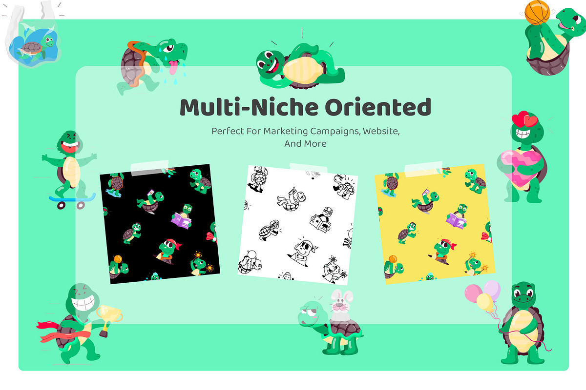 Turtle Cartoon Stickers Set, an Emoji Icon by Vectors Market (Photo 4 of 6)