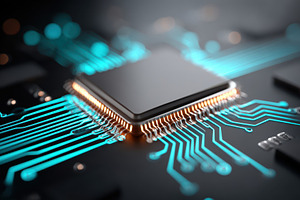 Close-up of a microprocessor on a circuit board, a Technology Photo by AlyaAnd