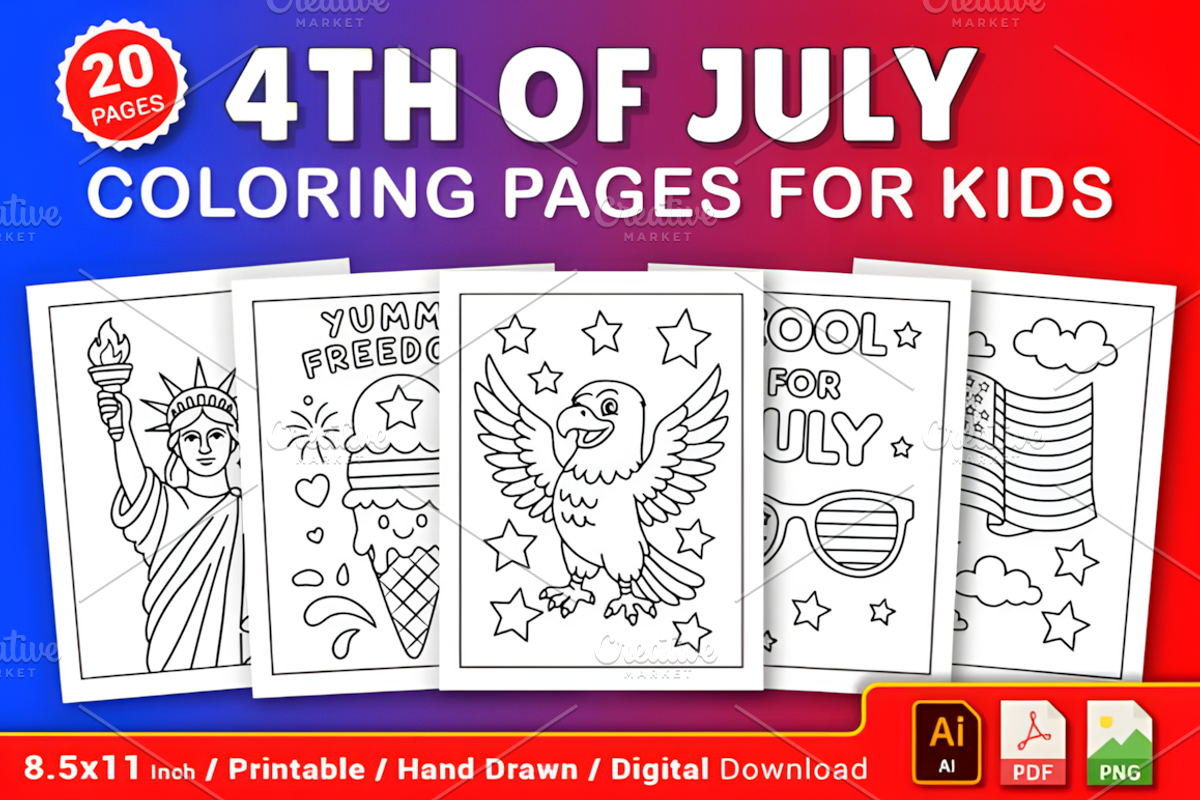 4th of July Coloring Pages, a Seasonal Illustration by Design Station (Photo 1 of 4)