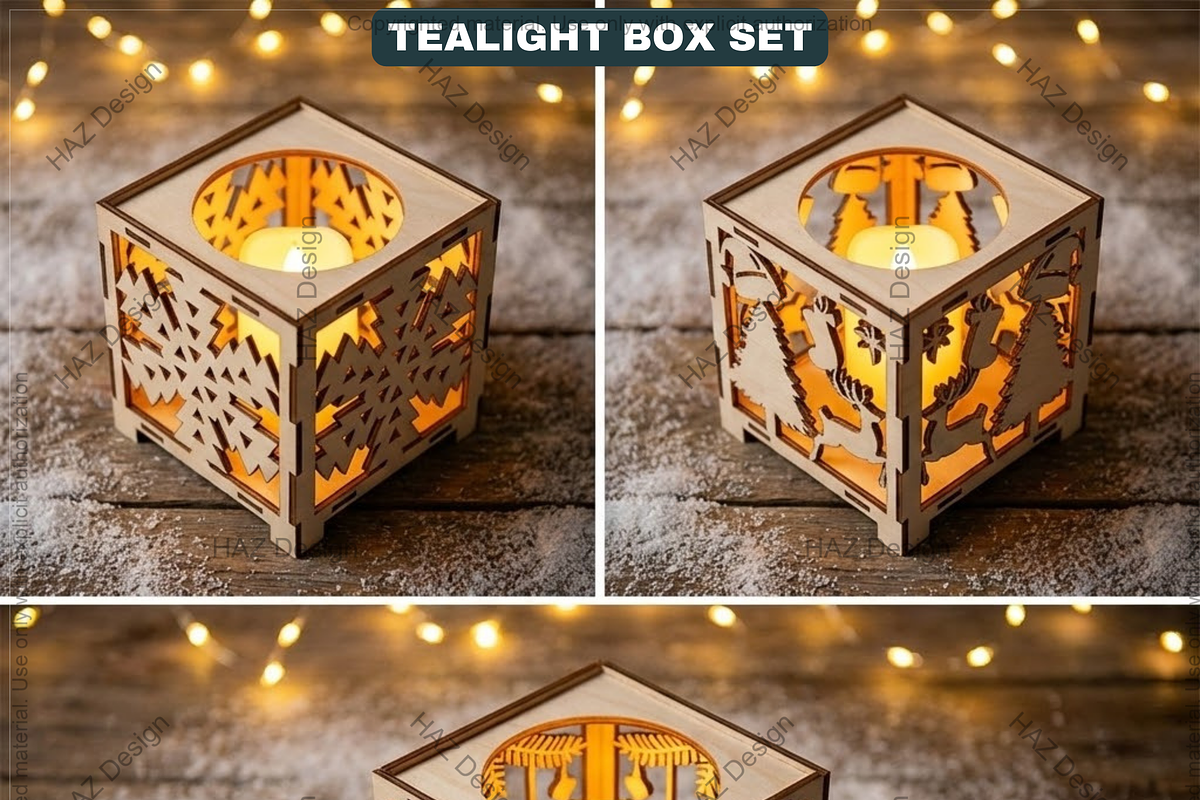 Tealight Holder Boxes SVG Laser Cut, a Graphic by AtacanDigital (Photo 2 of 14)