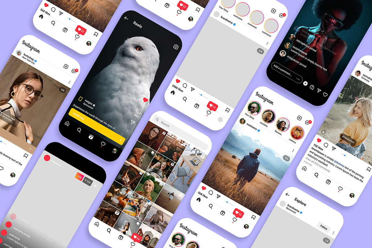 Instagram Template Mockup Adobe XD, a Social Media Template by Dilshod Sobirov (Photo 2 of 13)