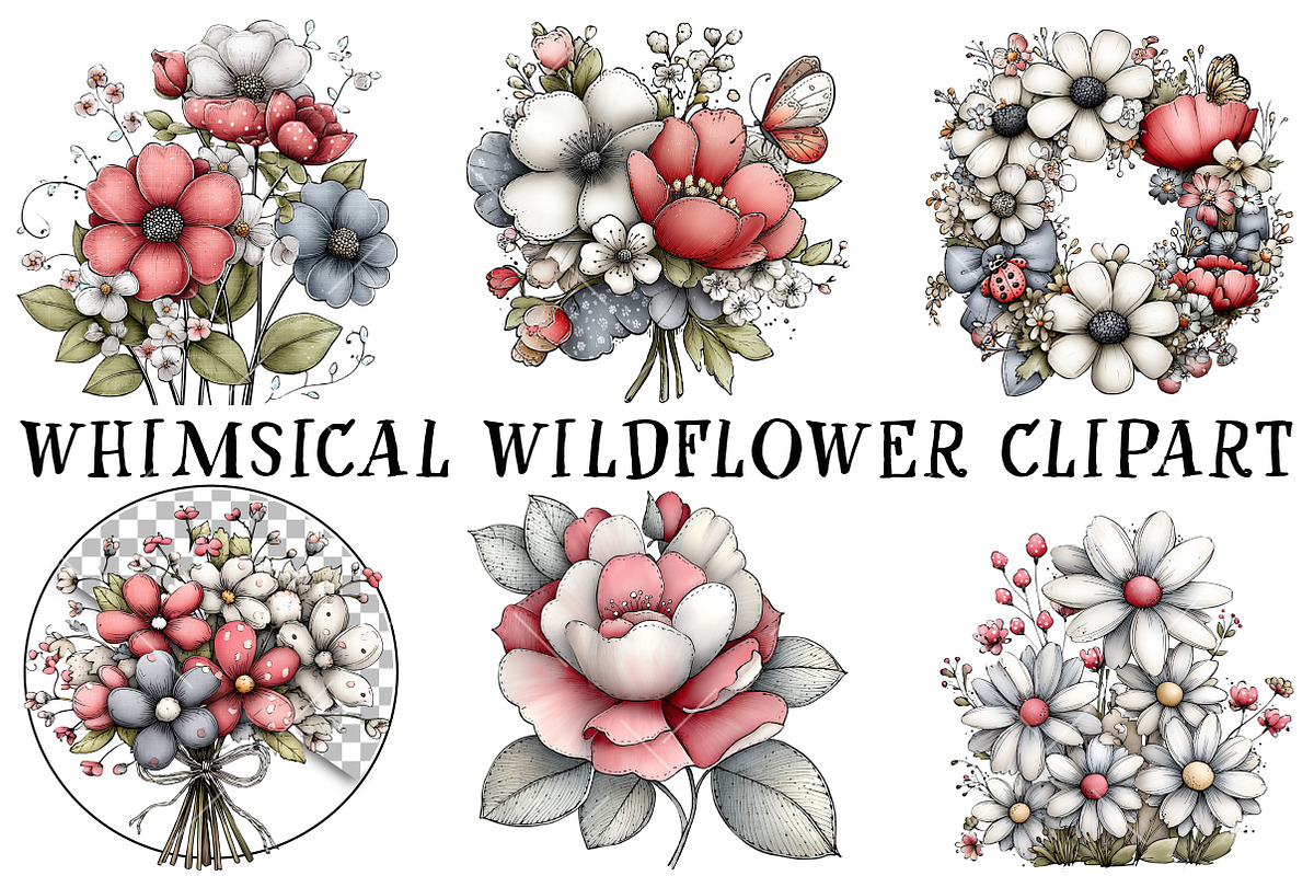 Whimsical Wildflower Clipart, an Illustration by OK Design (Photo 2 of 6)