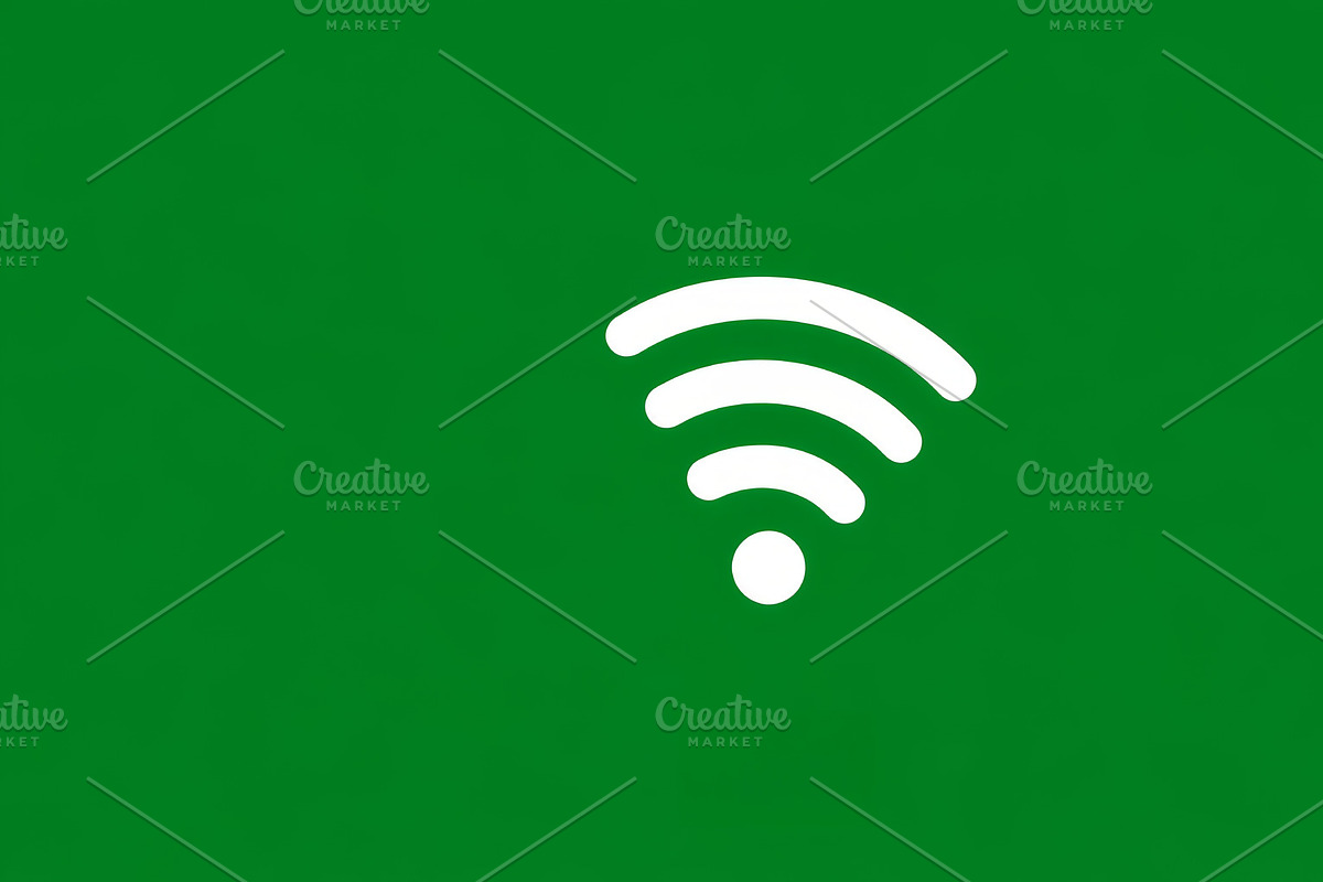 WiFi symbol on green background representing wireless connectivity and internet, an Illustration by AS photostudio
