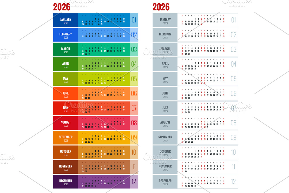 Calendar planner for 2026. 2026, a Texture Illustration by Golden Sikorka