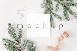 Christmas Square Card Mockup, P05