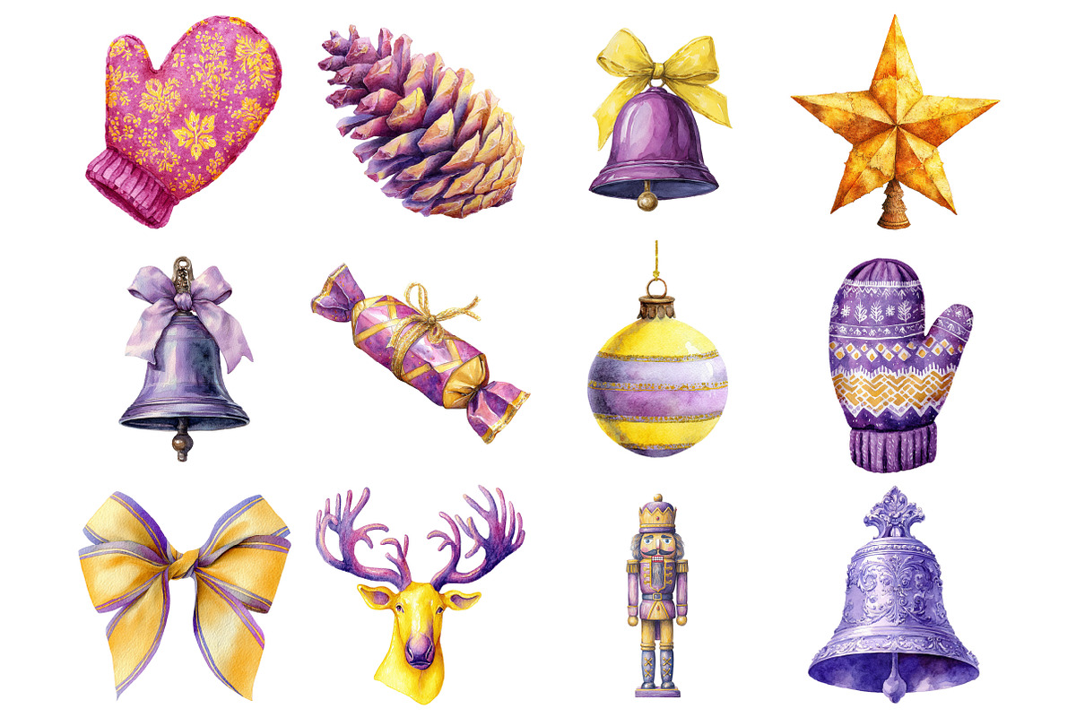Purple and Yellow Christmas, a Graphic by CitraGraphics (Photo 2 of 4)