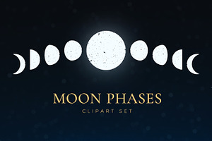 Moon Phases Clipart Set