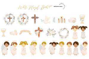 White Flowers Easter Cross Clipart