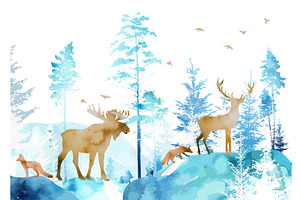 Winter snowy forest. Different, an Animal Illustration by Nenahliadava Design