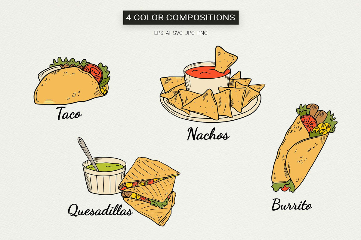 Mexican Food Line Art Set, a Food Illustration by Irina Ostapenko (Photo 4 of 6)