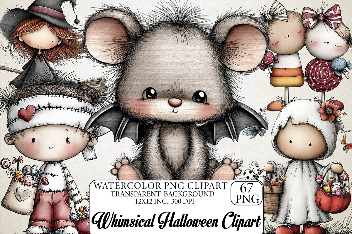 Whimsical Halloween Clipart Bundle, an Illustration by DreamPrint404 (Photo 1 of 6)