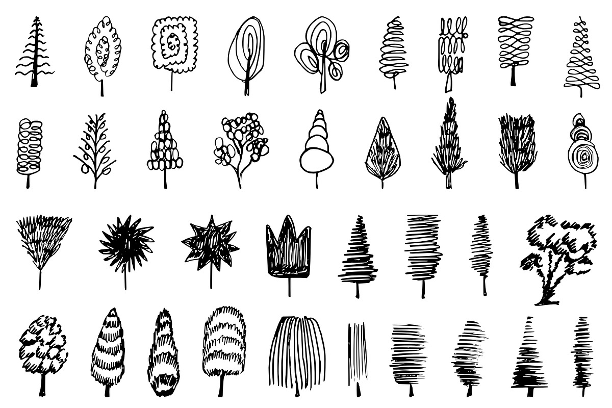 Set of hand drawn tree doodles., an Object Graphic by Anada Arty (Photo 1 of 3)