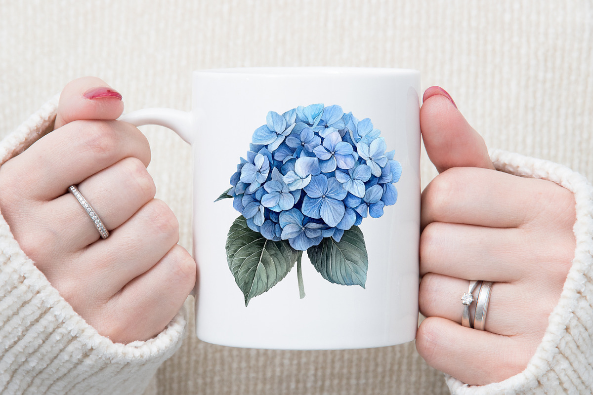 Blue Hydrangea Watercolor Clipart, an Illustration by Sublimation Artist (Photo 5 of 6)