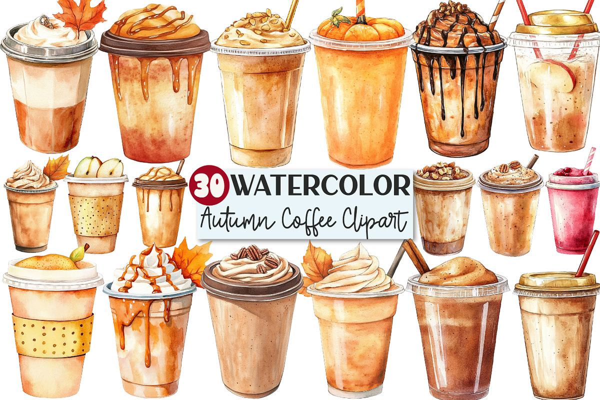 Autumn Coffee Cup Clipart, an Illustration by Rose Art (Photo 1 of 4)