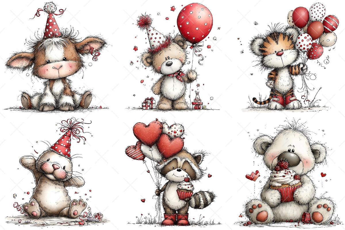 Whimsical Birthday Party Animals Png, an Illustration by Craft Nest (Photo 5 of 11)