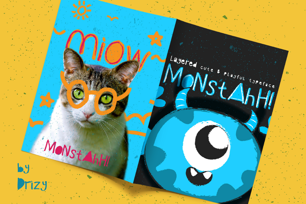 Monstahh Layered Typeface preview 2