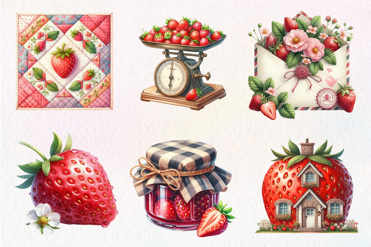 Strawberry Cottage PNG Clipart Bundl, an Illustration by CreationArt (Photo 5 of 5)