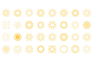 Firework Icons Set Vector Flat