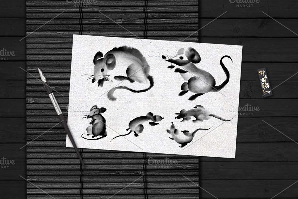 Sumi-e. Japanese ink painting, a Decorative Illustration by Ira Cvetnaya (Photo 8 of 9)