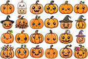 Cute Pumpkin Clipart, a Seasonal Illustration by Forhadx5 (Thumbnail 3 of 9)