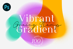 Vibrant gradient. Grainy stamps