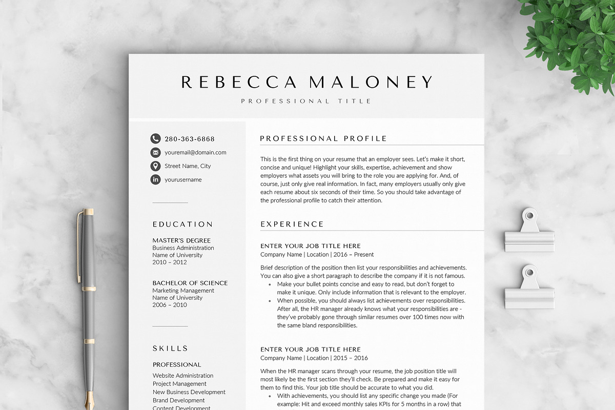 Resume/CV - The Maloney, a Resume Template by CreativeLandStudio (Photo 3 of 9)