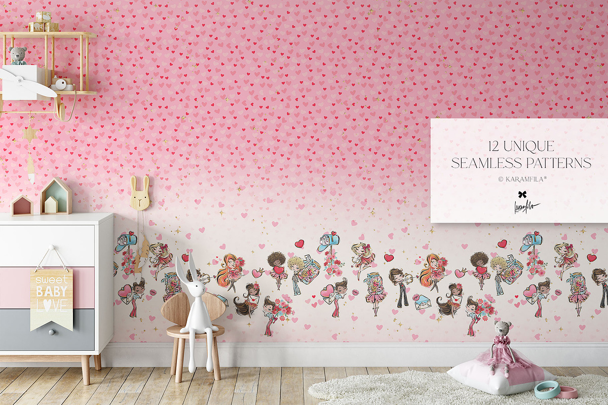Valentine Doodles Seamless Patterns, a Pattern Graphic by KaramfilaS (Photo 16 of 19)
