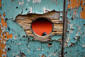 Weathered wooden door remnants with, a Photo by Tanuart