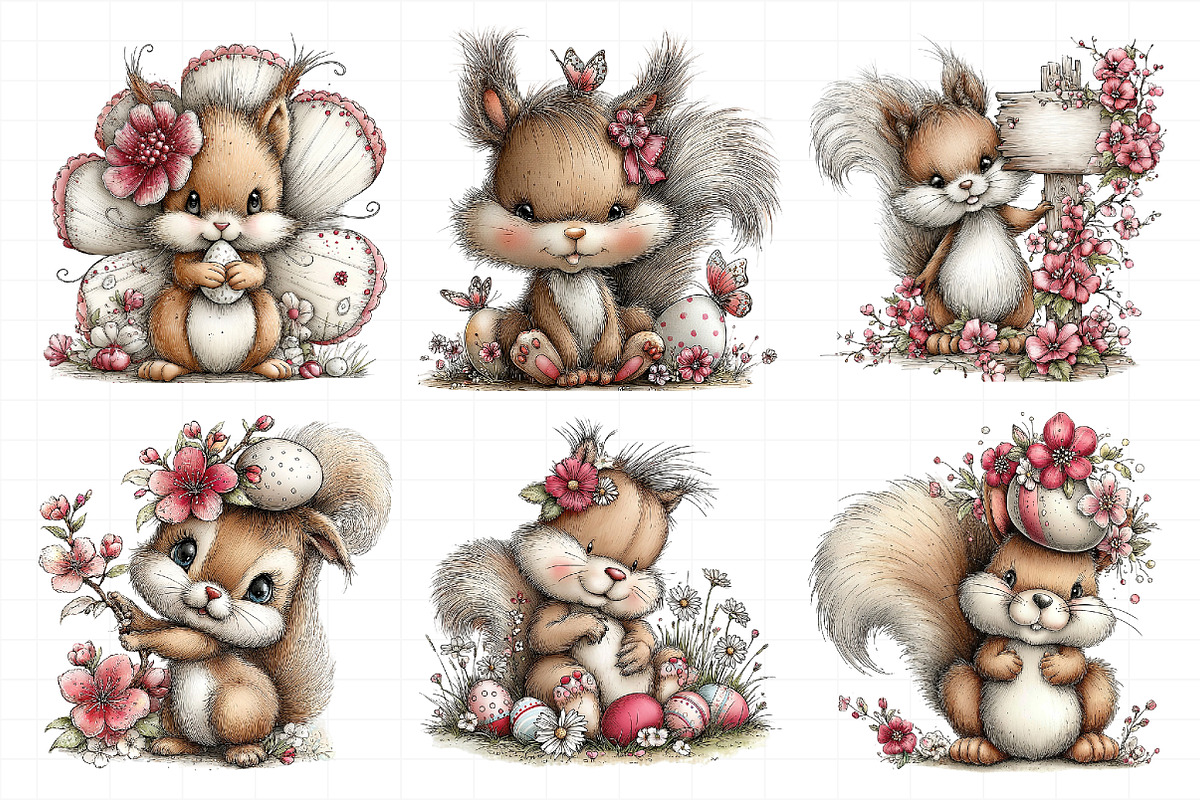 Whimsical Easter Squirrel Clipart, an Illustration by Daily.Designs (Photo 5 of 8)