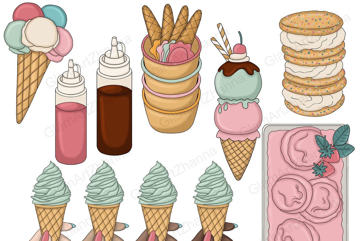 Ice Cream Clipart, a Food Illustration by GlamArtZhanna (Photo 4 of 5)