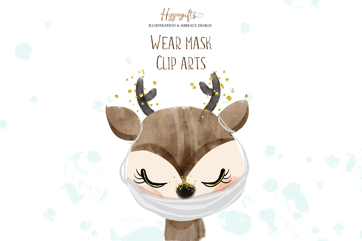 Animals wear mask cliparts, an Animal Illustration by TheHappyGiftArt (Photo 3 of 6)