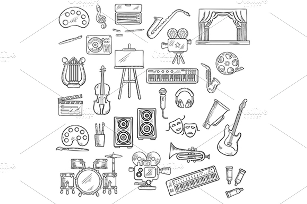 Entertainment themed sketches, a Graphic by Vector Tradition