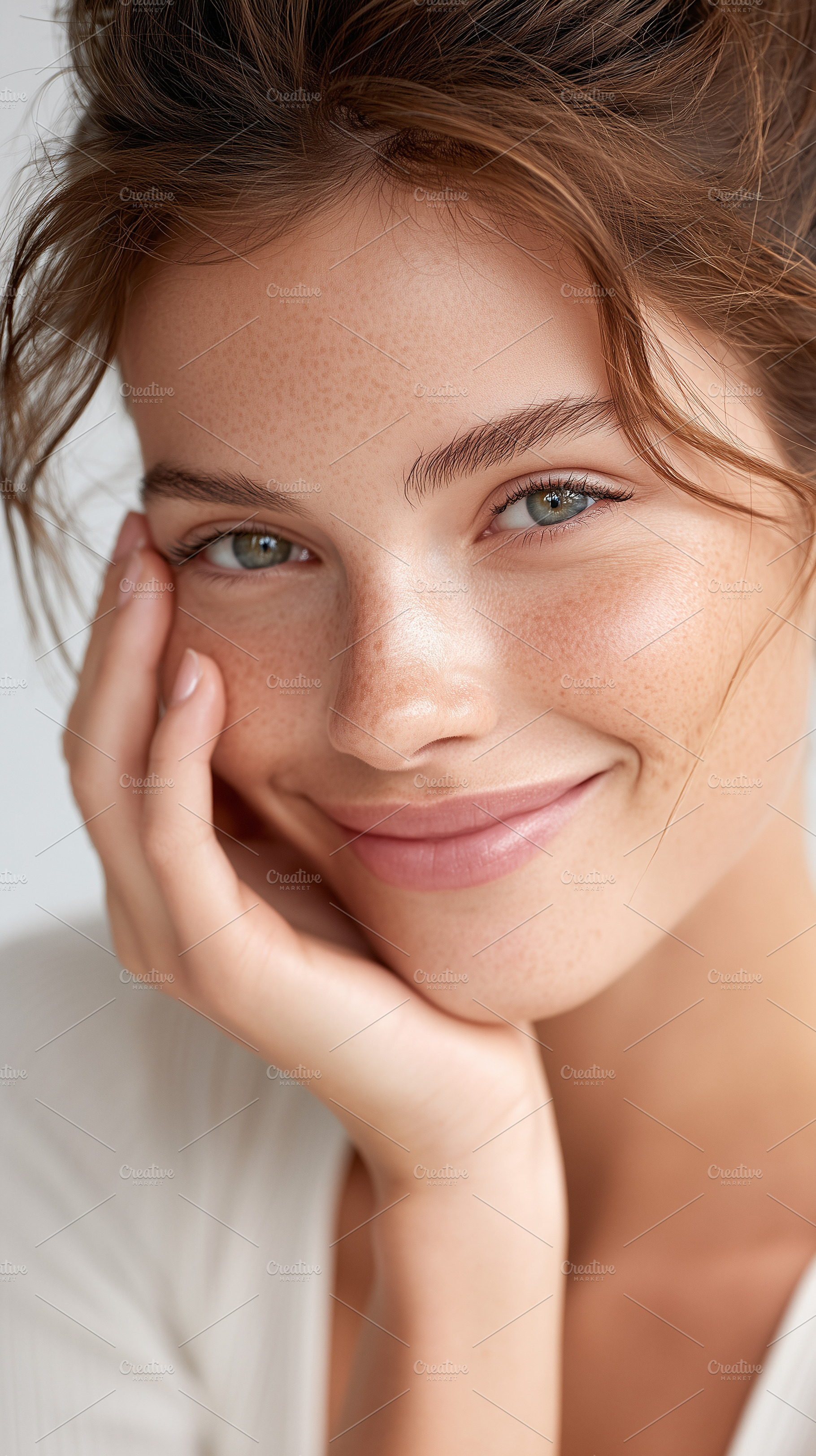 Young woman with natural freckles, a Person Photo by MistyDay