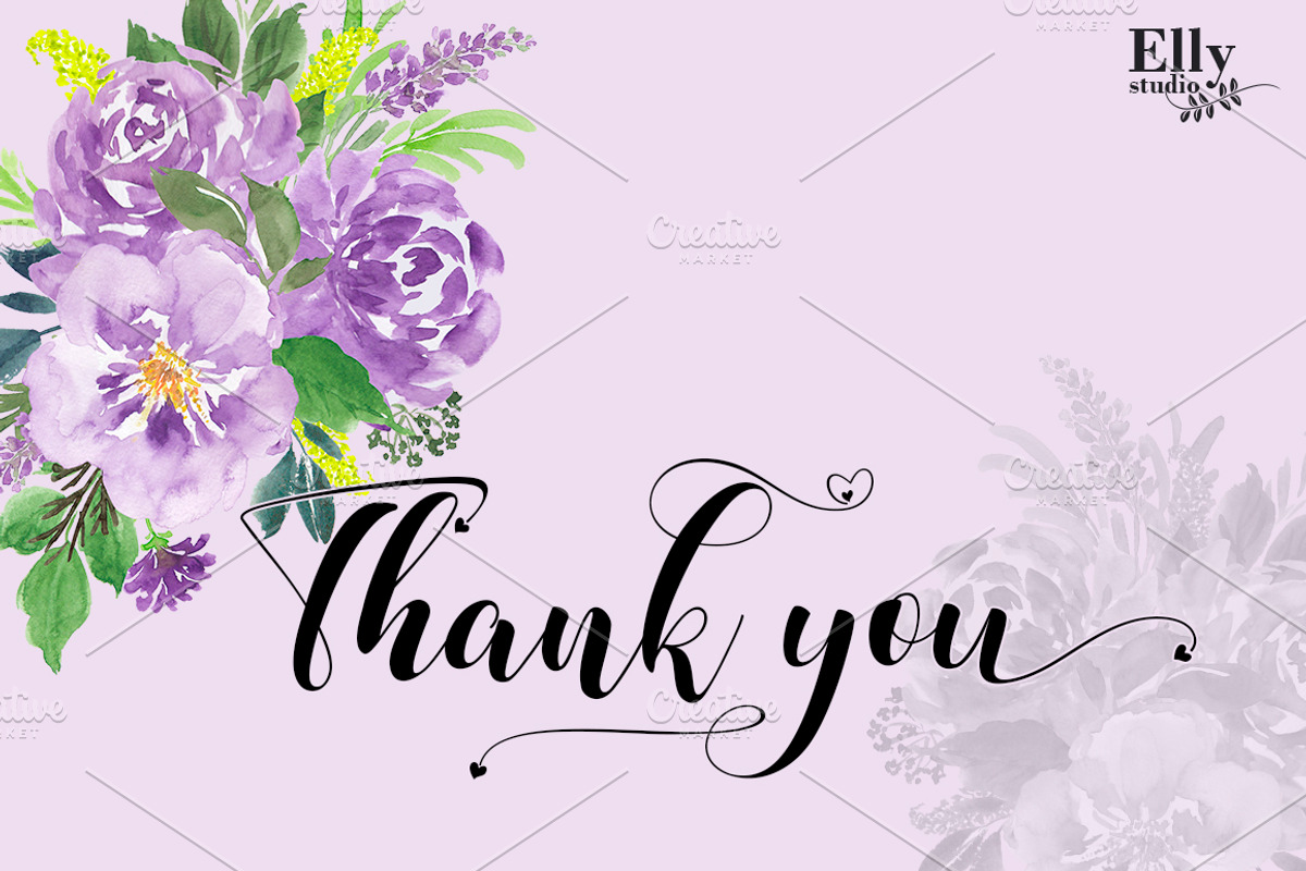 Purple Watercolor Flowers Clip Art, an Illustration by Elly Studio (Photo 7 of 7)