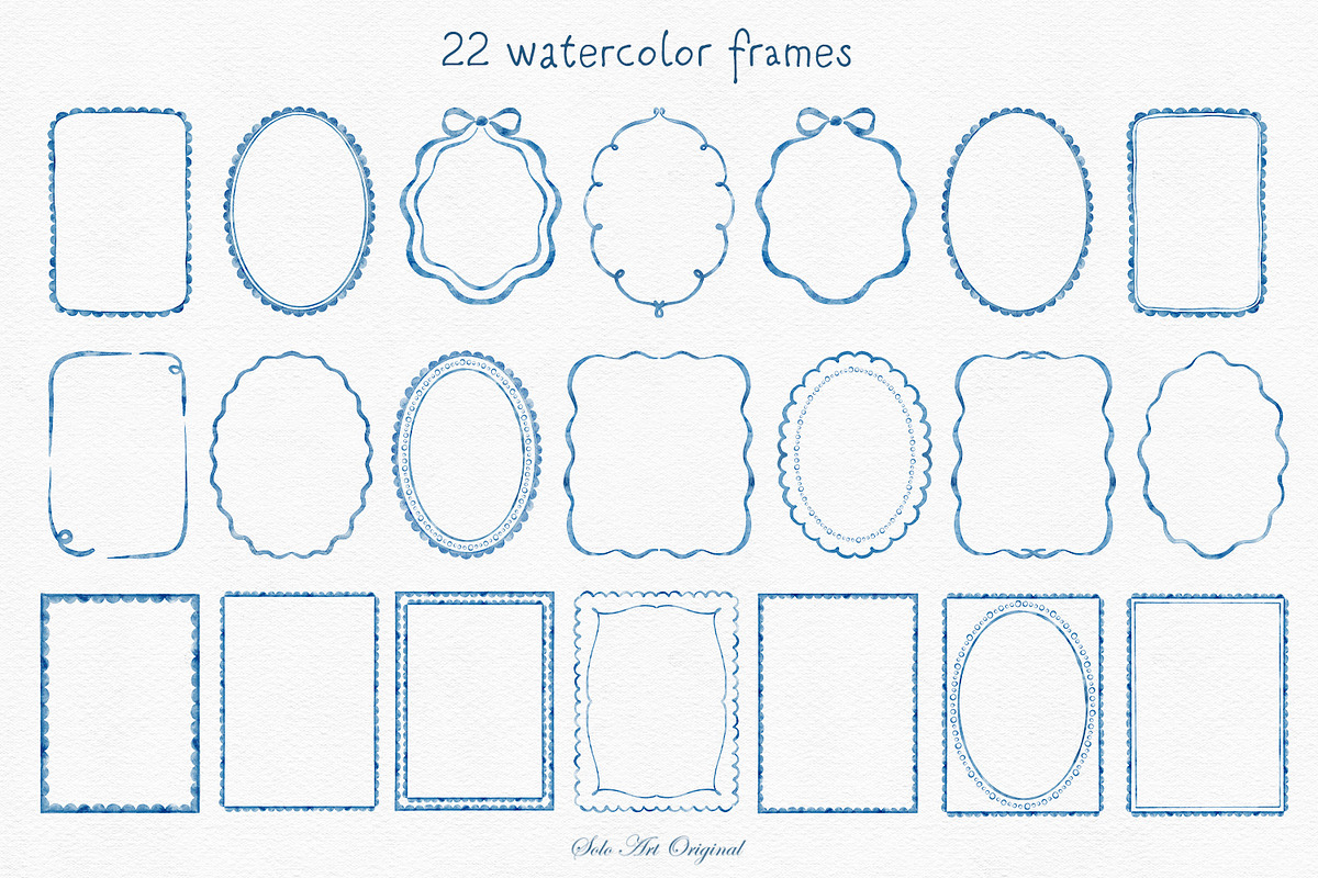Watercolor Frames Borders Bundle, an Object Graphic by Solo Art Original (Photo 2 of 12)