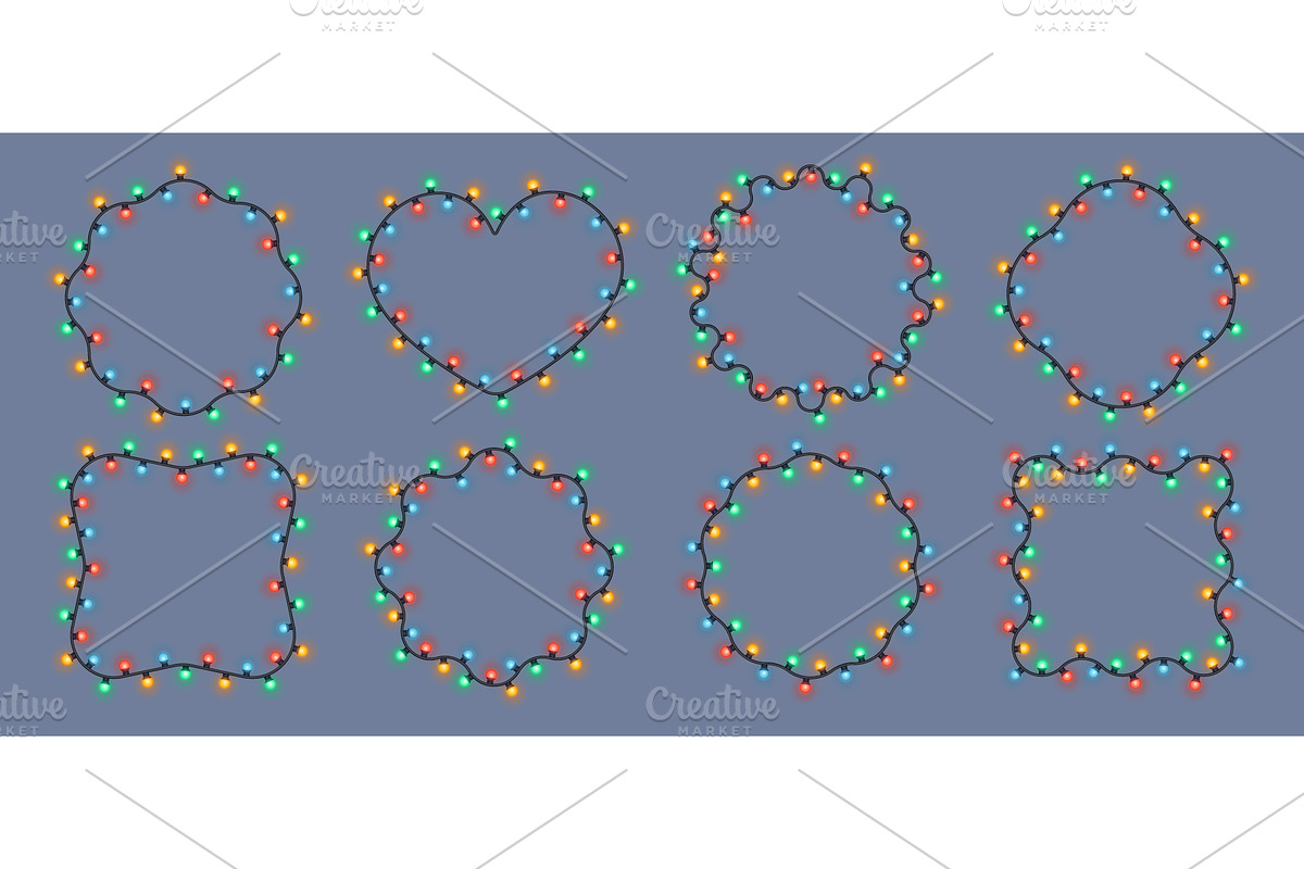 Garlands of Christmas lights frames, a Decorative Illustration by Yayasya (Photo 1 of 3)