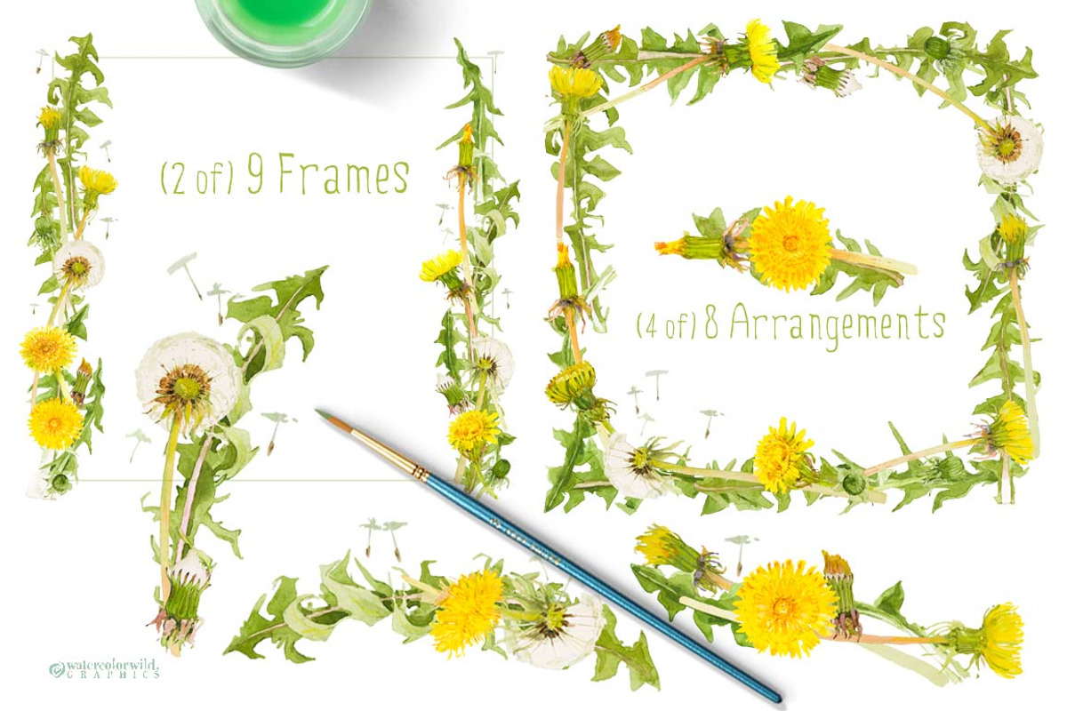 Dandelions-clipart set watercolor, an Illustration by watercolorwild.graphics (Photo 7 of 11)