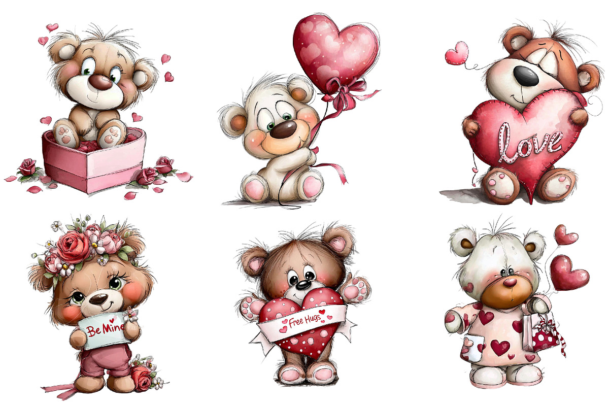 Whimsical Valentine Teddy Bear, an Illustration by DreamArtGraphic (Photo 4 of 4)