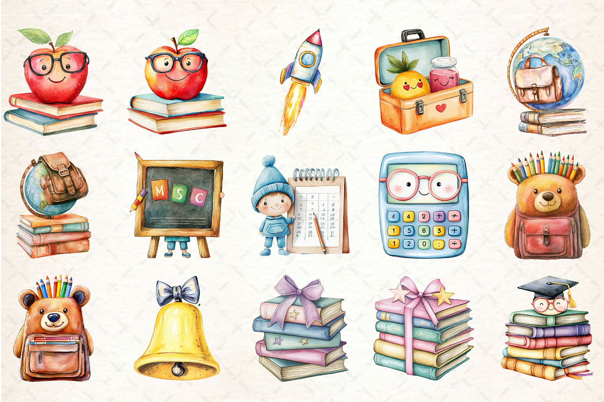 Whimsical Back to School Clipart, an Illustration by Rose Art (Photo 2 of 7)
